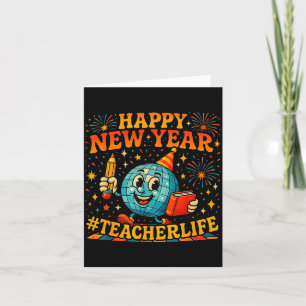 Happy New Year Teacherlife Cute Retro Teacher Gift Card