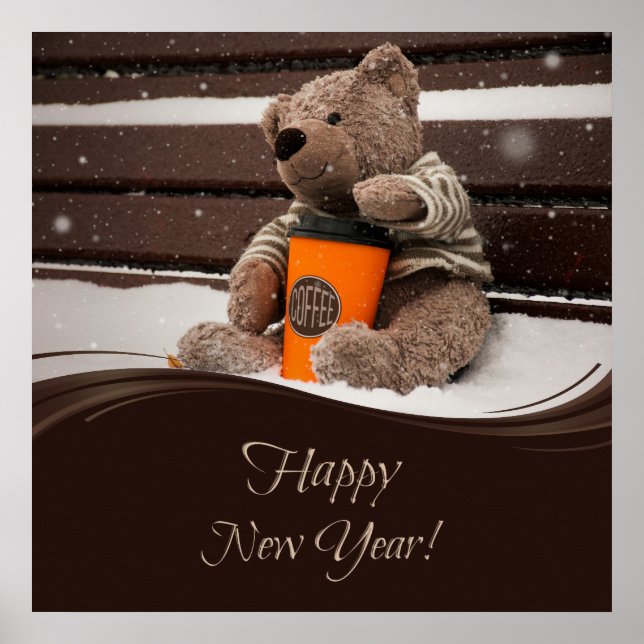 Happy New Year. Teddy Bear. Poster (Front)