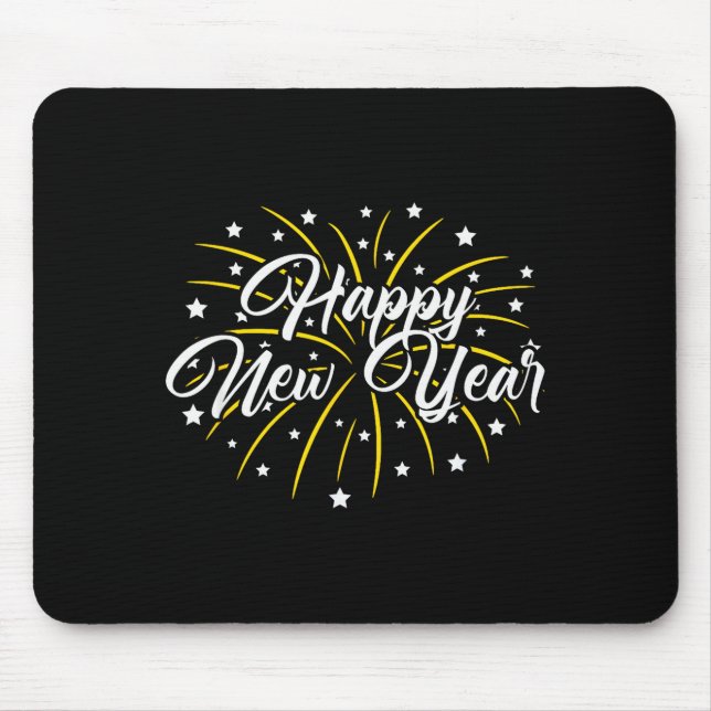 Happy New Year Tee Uni-kids Black Small  Mouse Pad (Front)