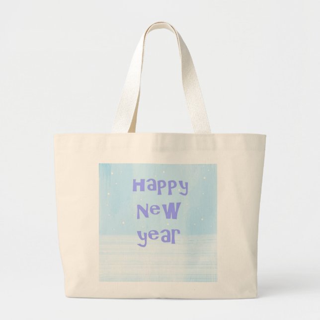 happy new year text art large tote bag (Front)