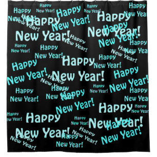 happy new year text shower curtain
