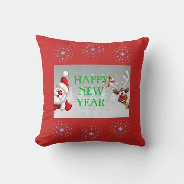 Happy New Year Throw Pillow (Front)