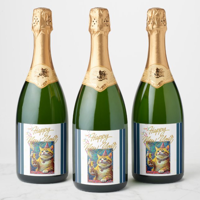 HAPPY NEW YEAR TOAST SPARKLING WINE LABEL (Bottles)