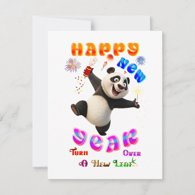 Happy New Year Turn Over A New Leaf Card (Front)