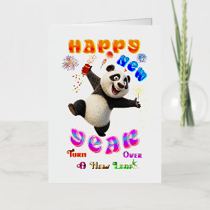 Happy New Year Turn Over A New Leaf Foil Holiday Card