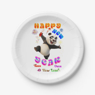 Happy New Year Turn Over A New Leaf Paper Plate