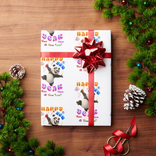 Happy New Year Turn Over A New Leaf Wrapping Paper (Holiday Gift)