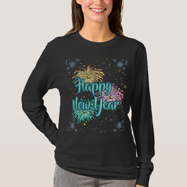 Happy New Year Typography Celebration T-Shirt (Front)