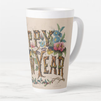  Happy New Year, Vintage Currier & Ives Print Latte Mug