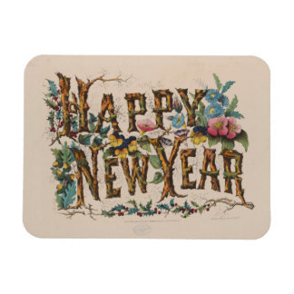  Happy New Year, Vintage Currier & Ives Print Magnet