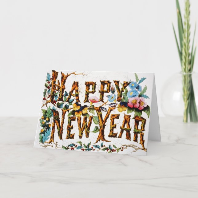 Happy New Year Vintage Holiday Card (Front)