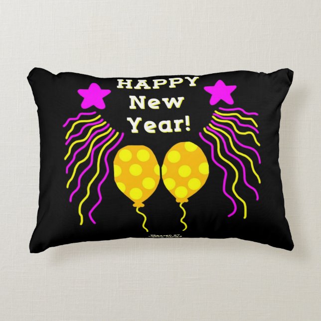 Happy New Year Wishes Accent Pillow (Front)