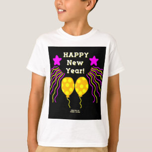 Happy New Year Wishes Boys White Basic T Shirt