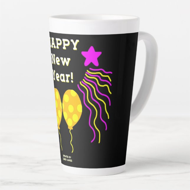 Happy New Year Wishes Large Latte Mug (Right Angle)