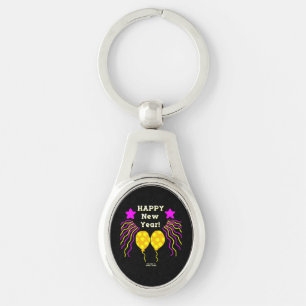 Happy New Year Wishes Oval Keychain