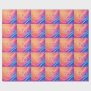 Happy New Year Wishes with Vibrant Rainbow style Wrapping Paper