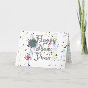 Happy New Year with Champagne & Confetti Holiday Card
