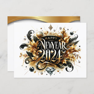 Happy New Year with Envelopes  Postcard