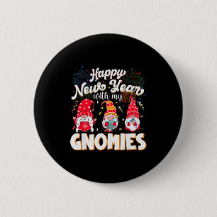 Happy New Year With My Gnomies Fireworks Kids Men  6 Cm Round Badge