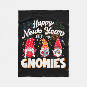 Happy New Year With My Gnomies Fireworks Kids Men  Fleece Blanket