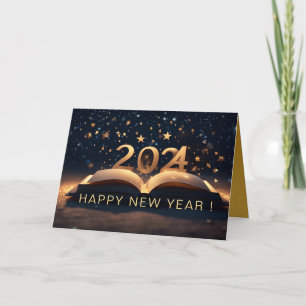 Happy New Year with Opend Book C Holiday Card