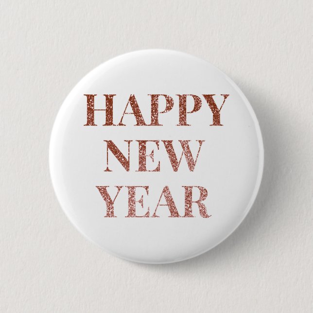 Happy new year word art typography 6 cm round badge (Front)