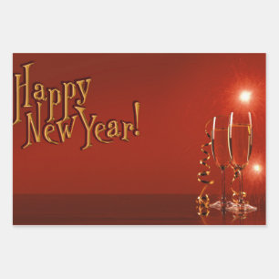 Happy New Year Wrapping Paper Sheet