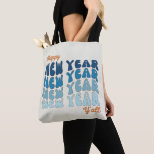 Happy New Year Y'all 2024 Groovy Tote Bag