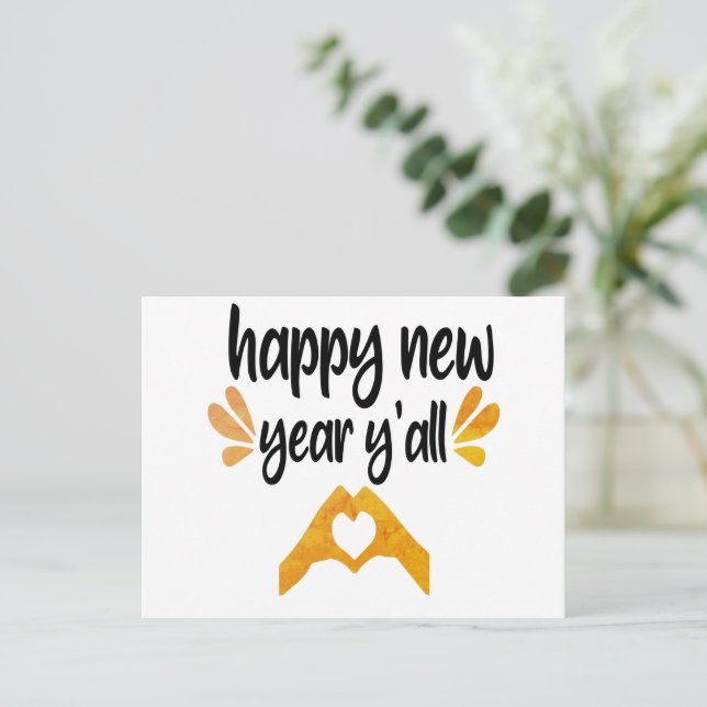 Happy New Year Y'all Postcard (Standing Front)