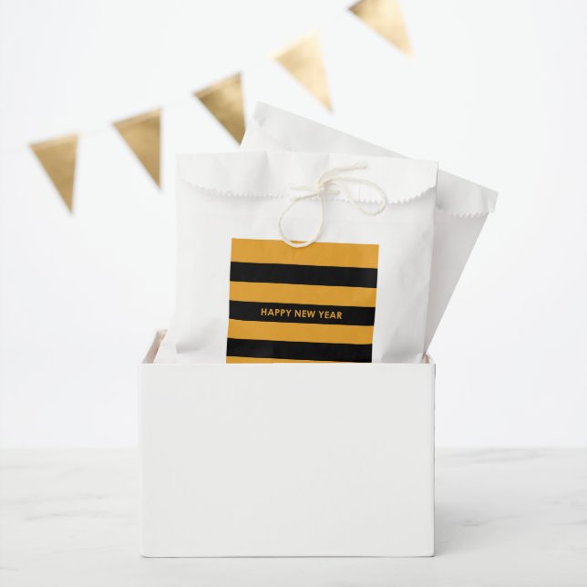 Happy New Year Yellow and Black Favour Bags (Party)
