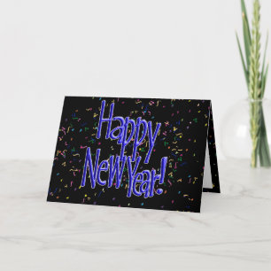 Happy New Years Blue Text Holiday Card