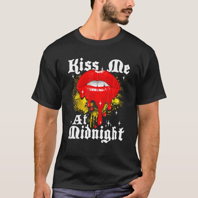 Happy New Years Eve Kiss Me At Midnight Lips T-Shirt (Front)