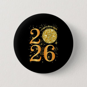 Happy New Years Fireworks 2026  6 Cm Round Badge