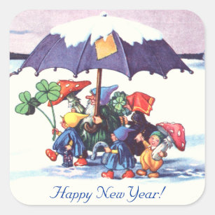 Happy New Year's Gnomes Square Sticker