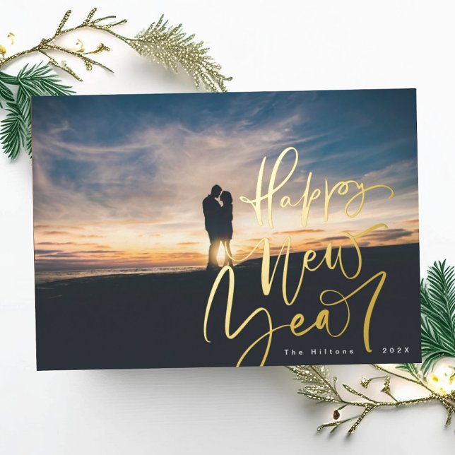 happy new years gold hand lettering overlay photo (Creator Uploaded)