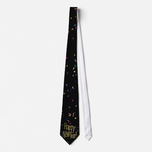 Happy New Years Gold Text Tie (Front)