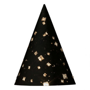 Happy New Year's Hat Black Gold Confetti Sparkles