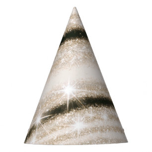 Happy New Year's Hat Black Gold Sparkle Glitter