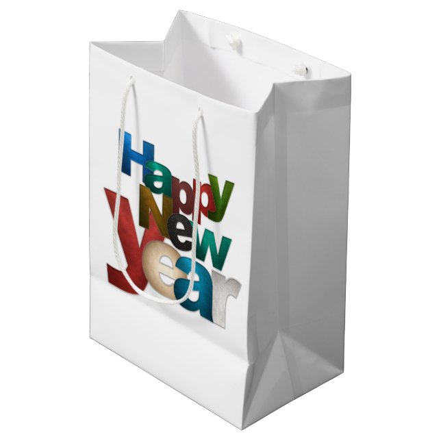Happy New Years Medium Gift Bag (Front Angled)