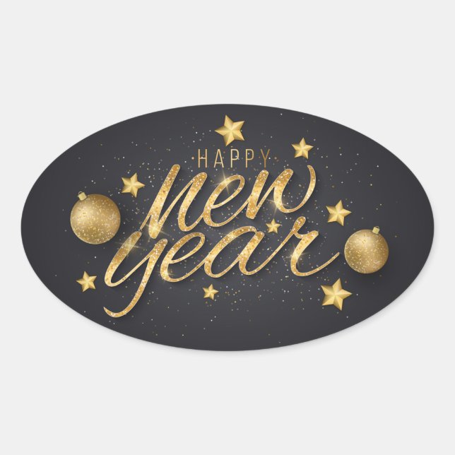 Happy New Years Oval Sticker (Front)