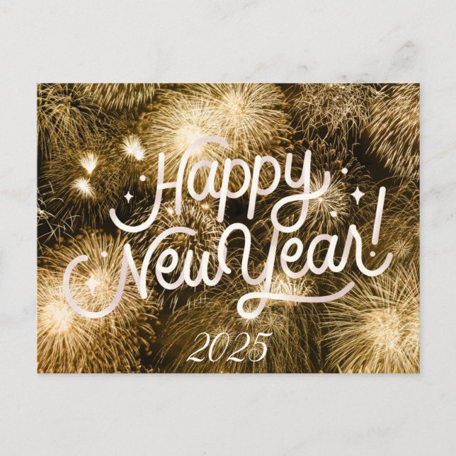 HAPPY NEW YEARS POSTCARD WITH GOLDEN DETAILS (Front)