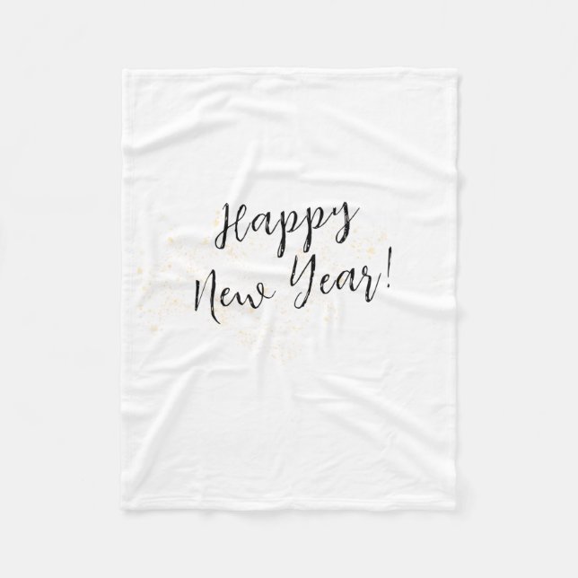 Happy New Years Simple Calligraphy Script  Fleece Blanket (Front)