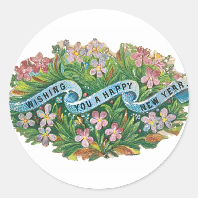 Happy New Years Stickers - vintage design (Front)