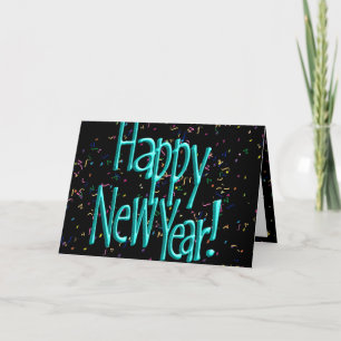 Happy New Years Text Turquoise Holiday Card