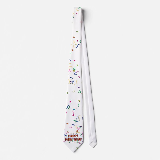 Happy New Year's Text with Confetti Tie (Front)