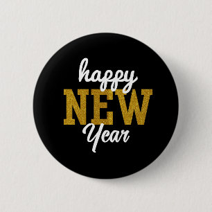 Happy New YearT-Shirt 6 Cm Round Badge