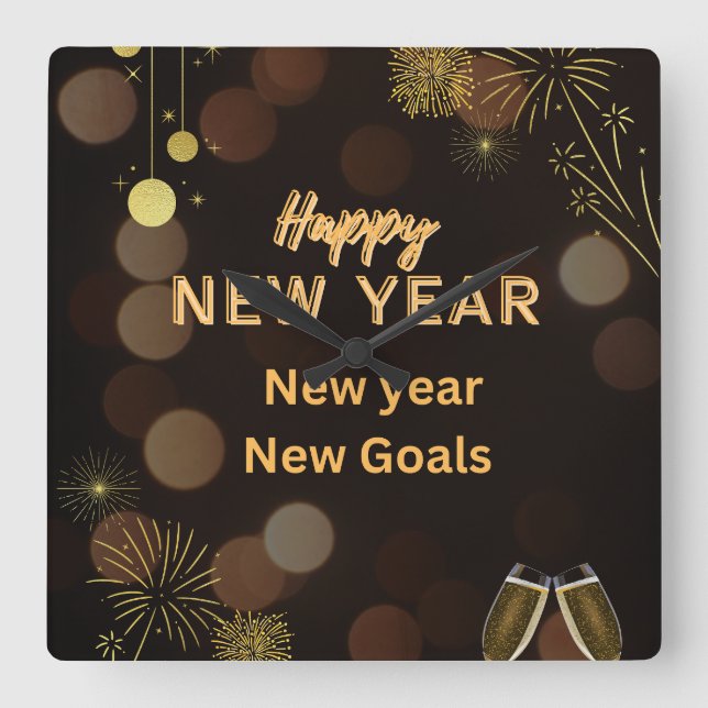 Happy new yearThrow Pillow design.instant download Square Wall Clock (Front)