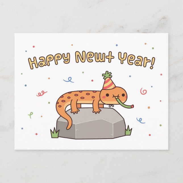 Happy Newt Year, Funny New Year Greeting Postcard (Front)