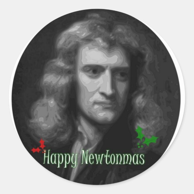 Happy Newtonmas! Classic Round Sticker (Front)