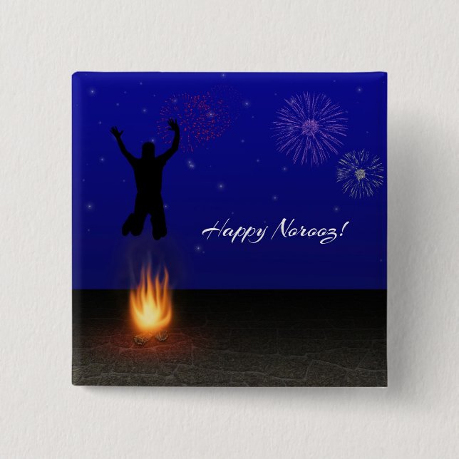 Happy Norooz Chahar-Shanbeh-Suri 15 Cm Square Badge (Front)